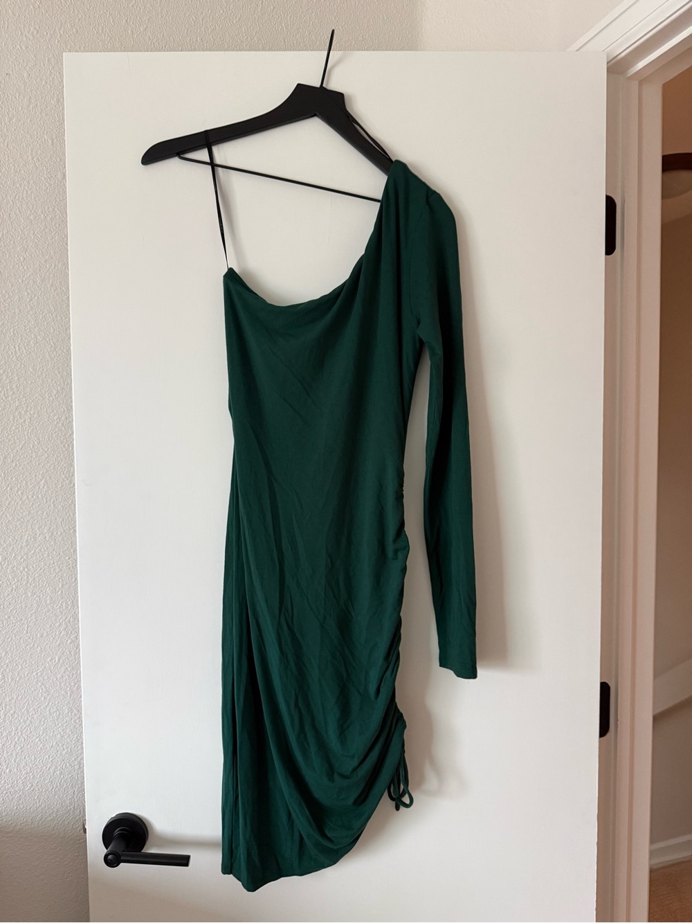 Ruched One Shoulder Mini Dress